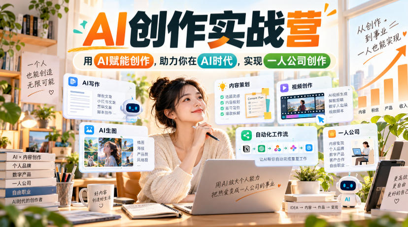 AI创作实战营，用AI赋能创作，助力你在AI时代，实现一人公司创作(更新)