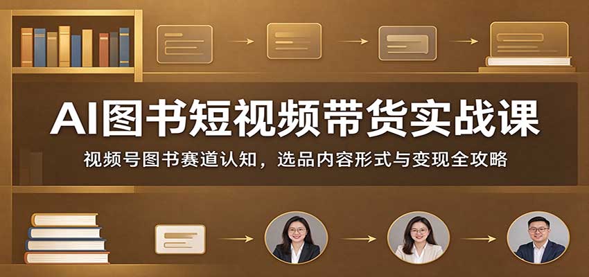 AI图书短视频带货实战课：视频号图书赛道认知，选品内容形式与变现全攻略